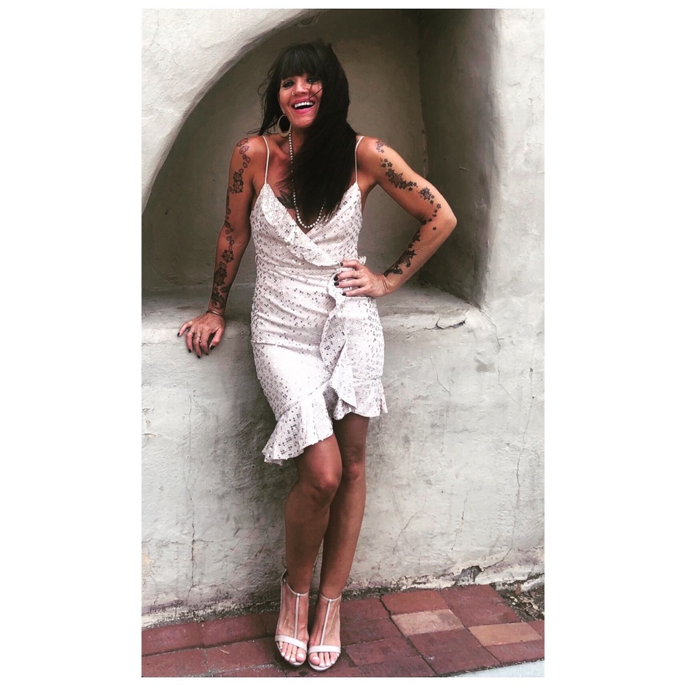 Hello Molly champagne sequin cocktail dress XS